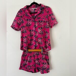 Their Nibs Vintage Cotton Y2K /2000’s Hibiscus Floral Pink Short Pajama Set Sz S